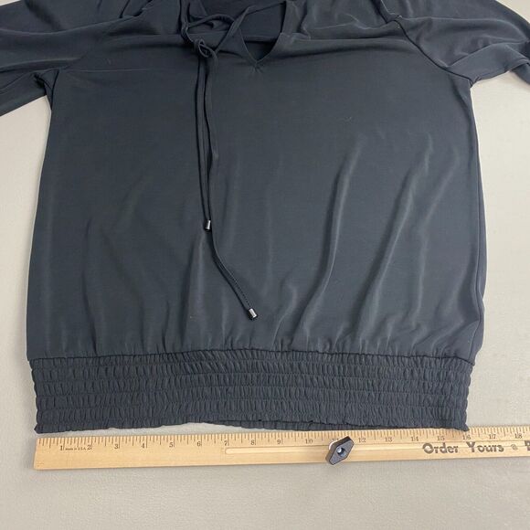 Crosby Top Womens Medium Black Keyhole V Neck Blouson Shirred Stretch Modal Knit - Picture 12 of 16